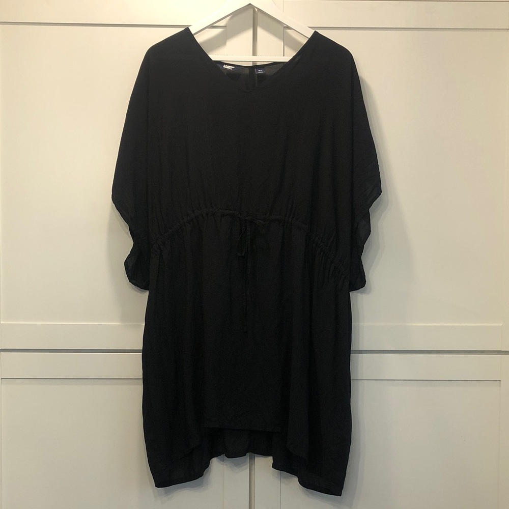 Lands' End Med/Large Black Drawstring Waist Tunic Swimsuit Cover Up 100% Modal - Picture 4 of 11